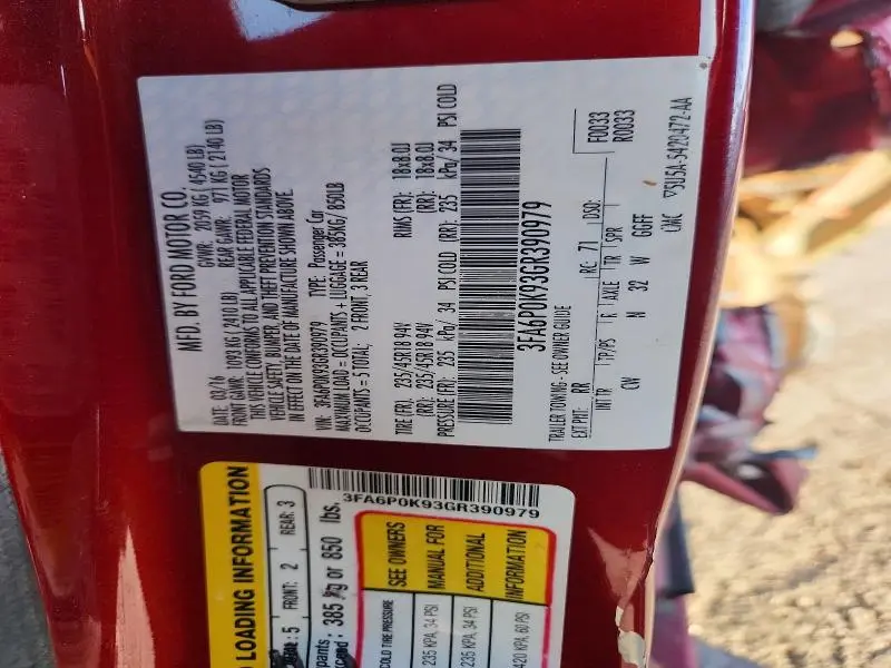 2016 FORD FUSION TITANIUM  