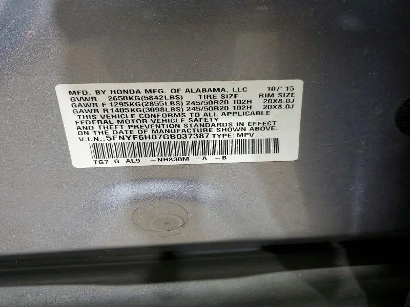 2016 HONDA PILOT ELITE  