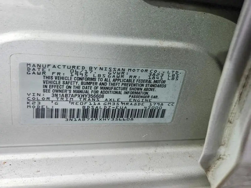 2017 NISSAN SENTRA SV  