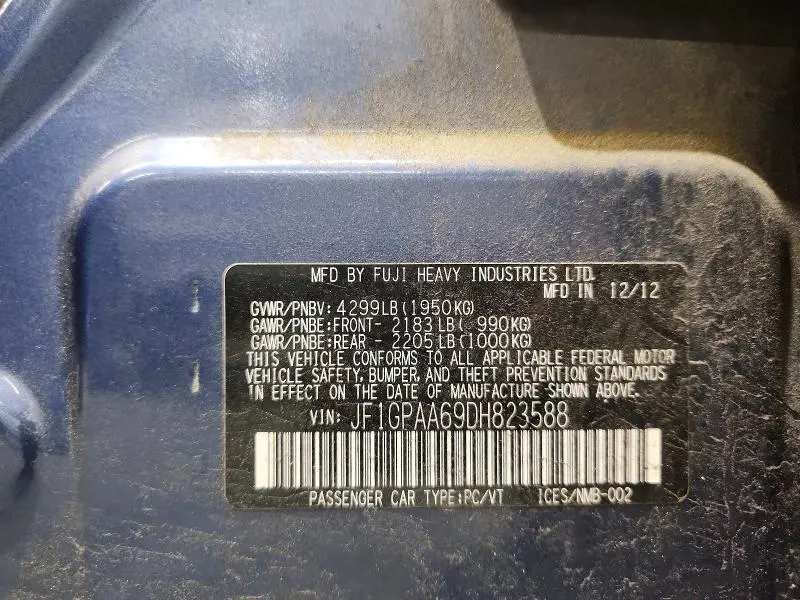 2013 SUBARU IMPREZA   