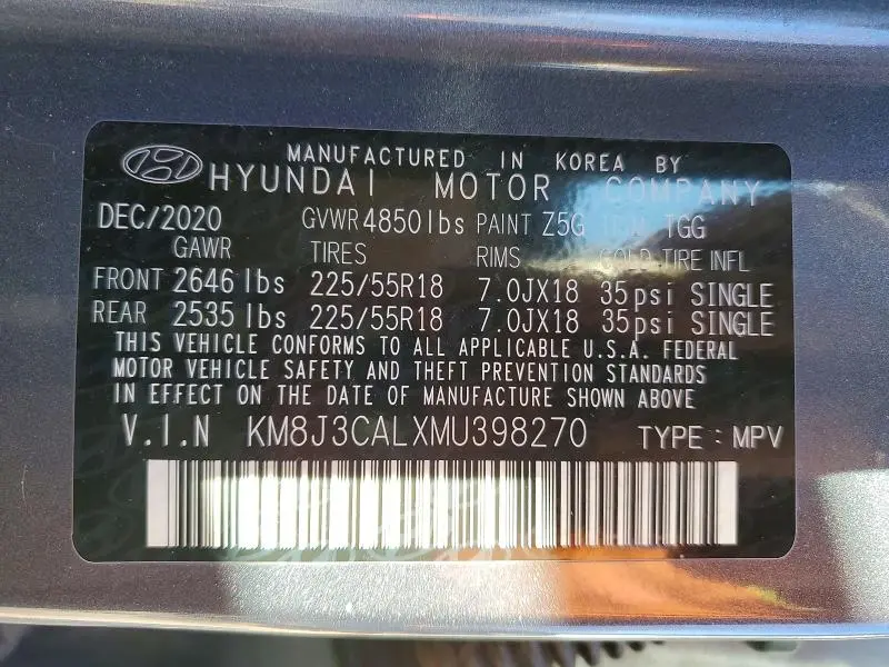 2021 HYUNDAI TUCSON SEL  