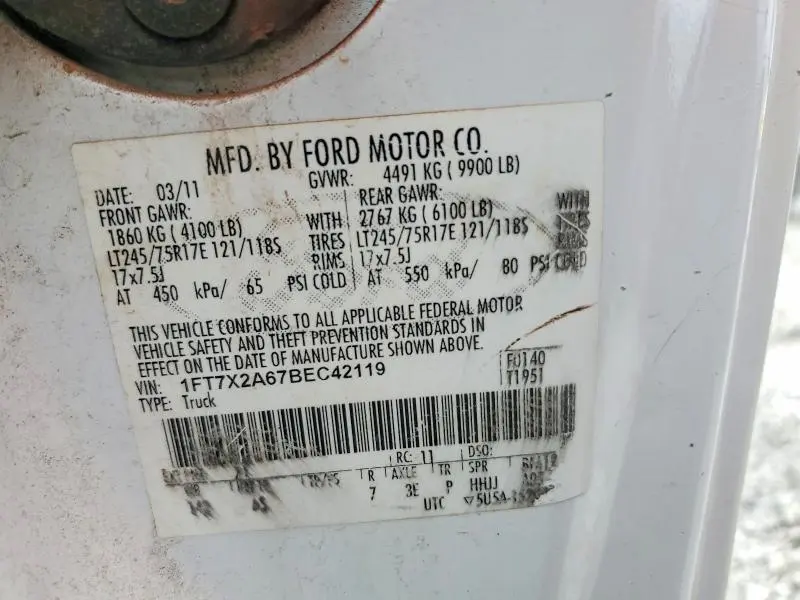 2011 FORD F250 SUPER DUTY  