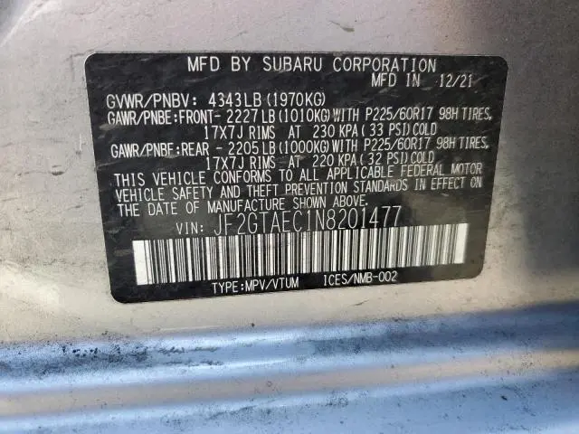 2022 SUBARU CROSSTREK PREMIUM