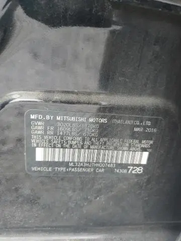 2017 MITSUBISHI MIRAGE ES