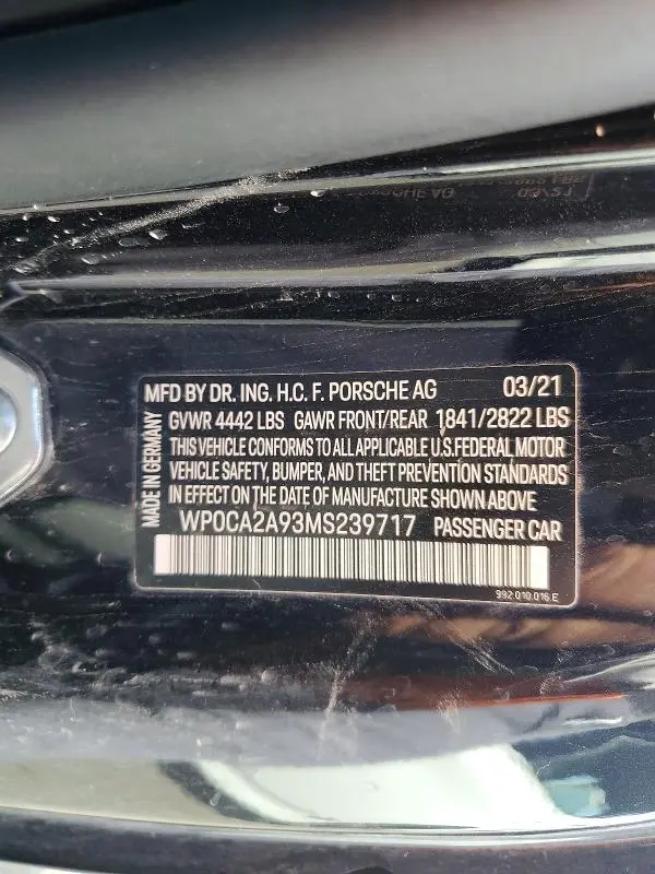 2021 PORSCHE 911 CARRERA  
