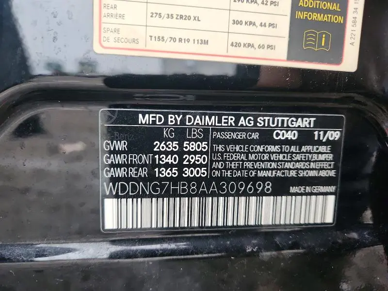 2010 MERCEDES-BENZ S 63 AMG  