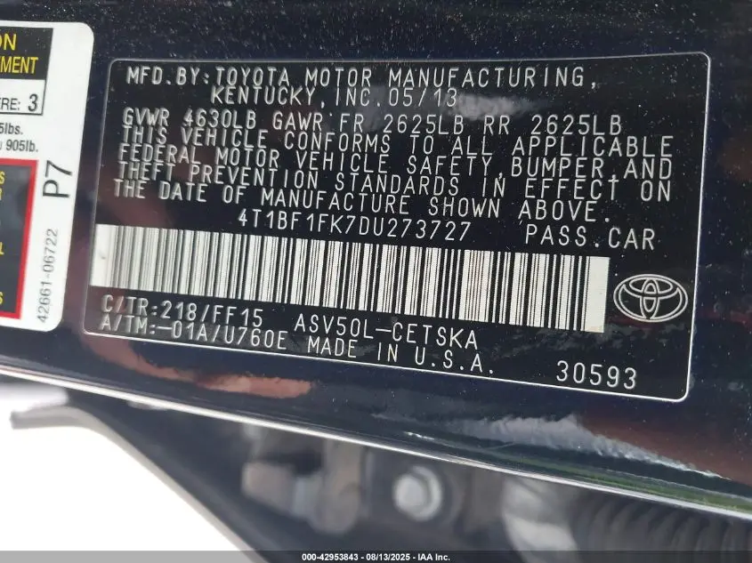 2013 TOYOTA CAMRY SE