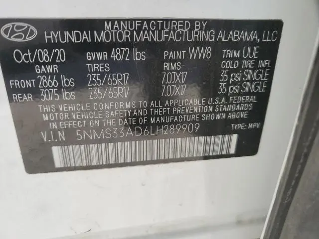 2020 HYUNDAI SANTA FE SEL  