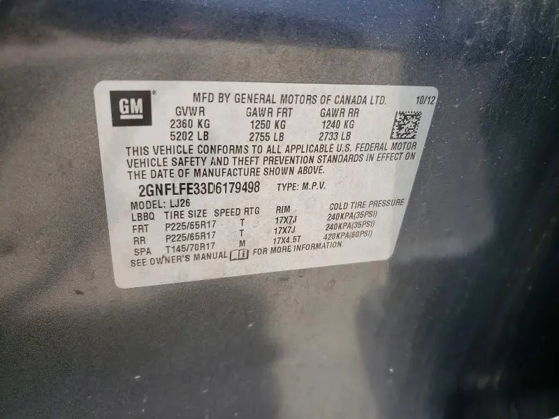 2013 CHEVROLET EQUINOX LTZ  
