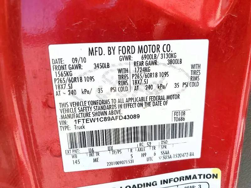 2010 FORD F150 SUPERCREW  