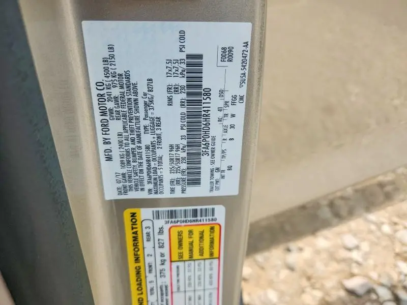 2017 FORD FUSION SE  
