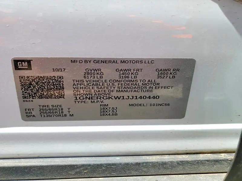 2018 CHEVROLET TRAVERSE LT  