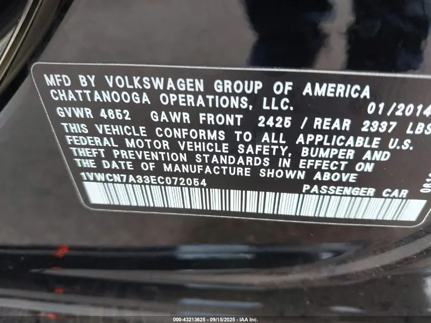 2014 VOLKSWAGEN PASSAT 2.0L TDI SEL PREMIUM