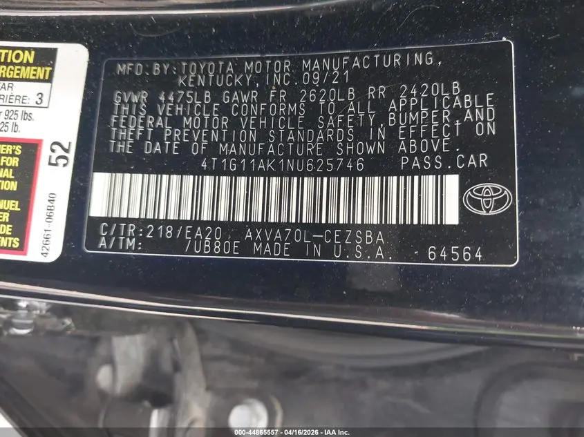 2022 TOYOTA CAMRY SE