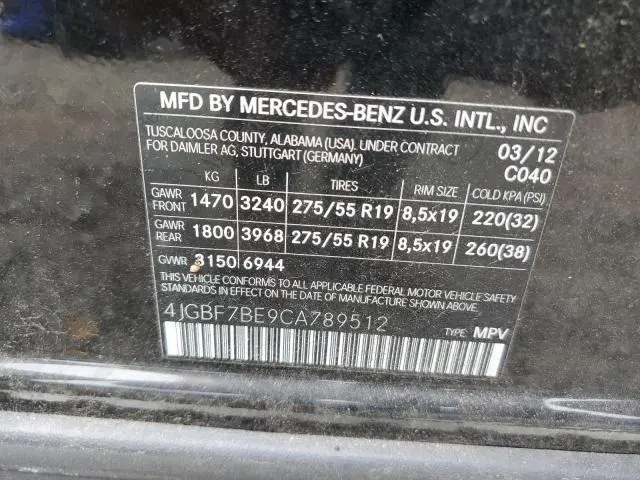 2012 MERCEDES-BENZ GL 450 4MATIC  