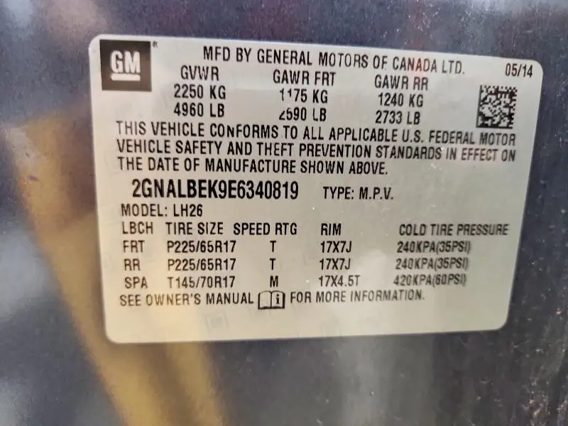2014 CHEVROLET EQUINOX LT  