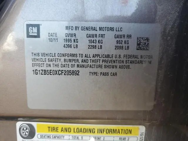 2012 CHEVROLET MALIBU LS  