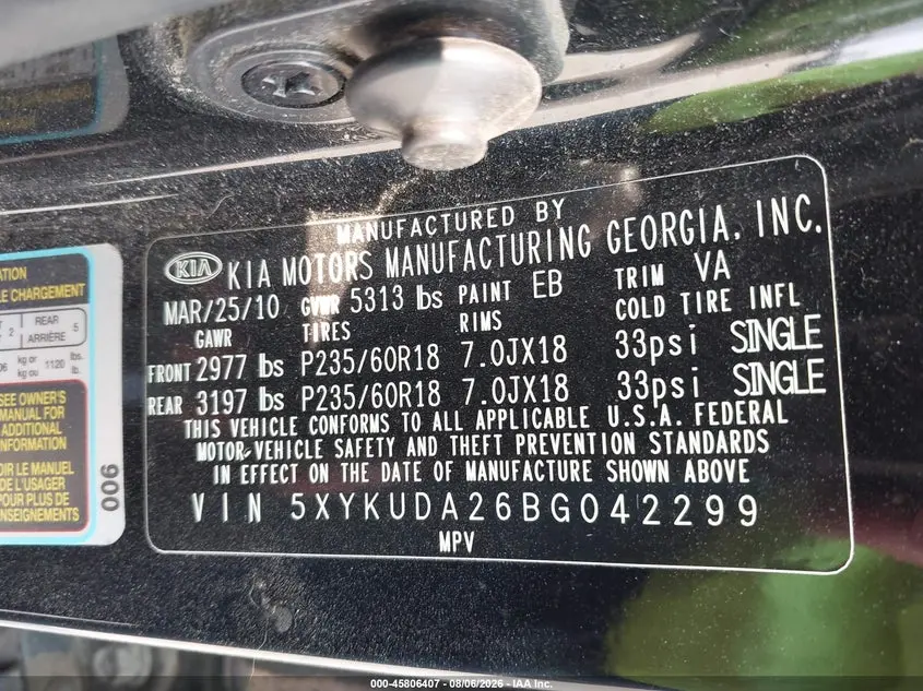 2011 KIA SORENTO EX V6