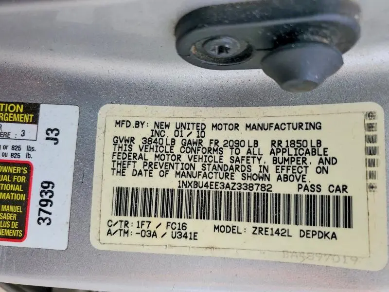 2010 TOYOTA COROLLA BASE  