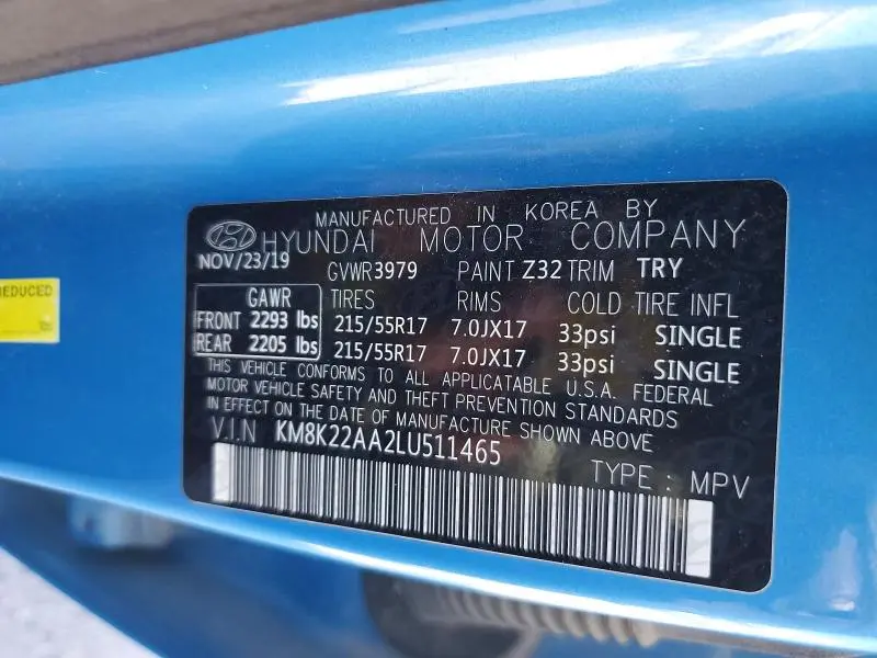 2020 HYUNDAI KONA SEL  