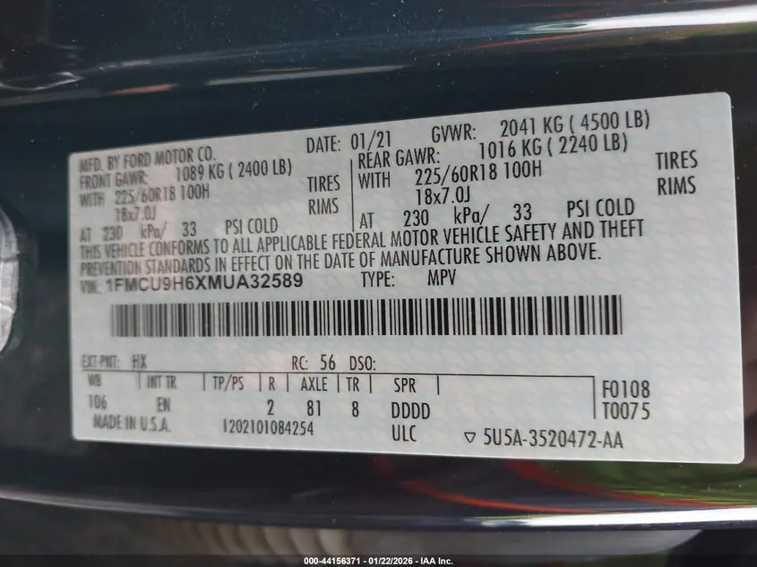 2021 FORD ESCAPE SEL