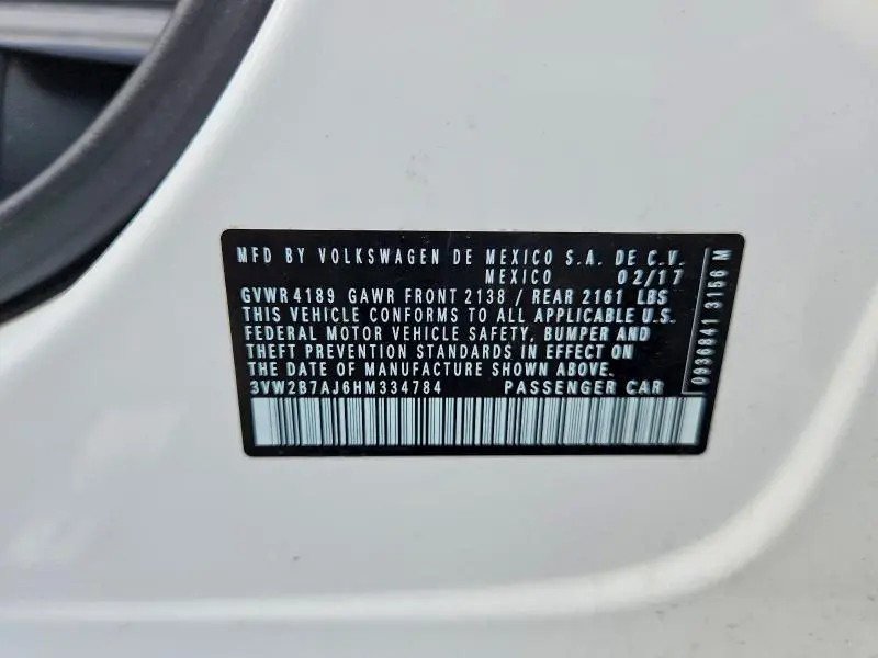 2017 VOLKSWAGEN JETTA S  