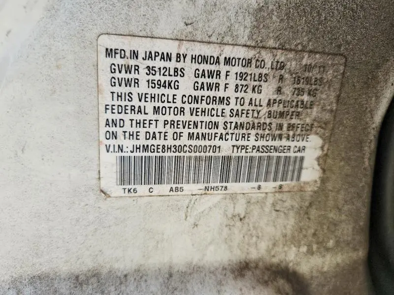 2012 HONDA FIT   