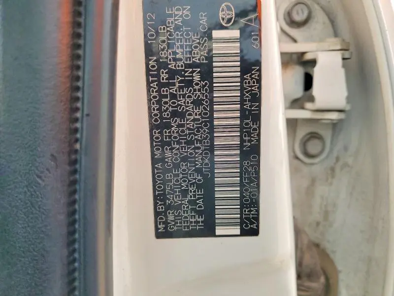 2012 TOYOTA PRIUS C TWO  