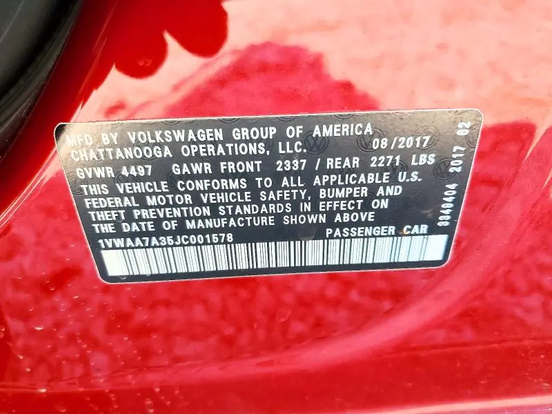 2018 VOLKSWAGEN PASSAT S  