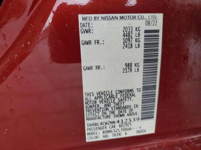 2022 NISSAN ALTIMA SR  