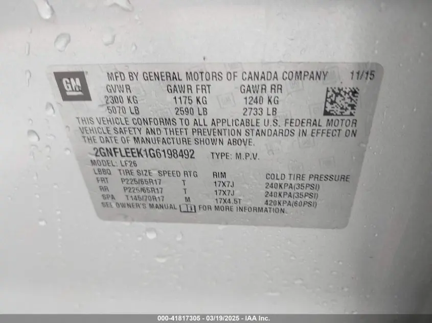 2016 CHEVROLET EQUINOX LS