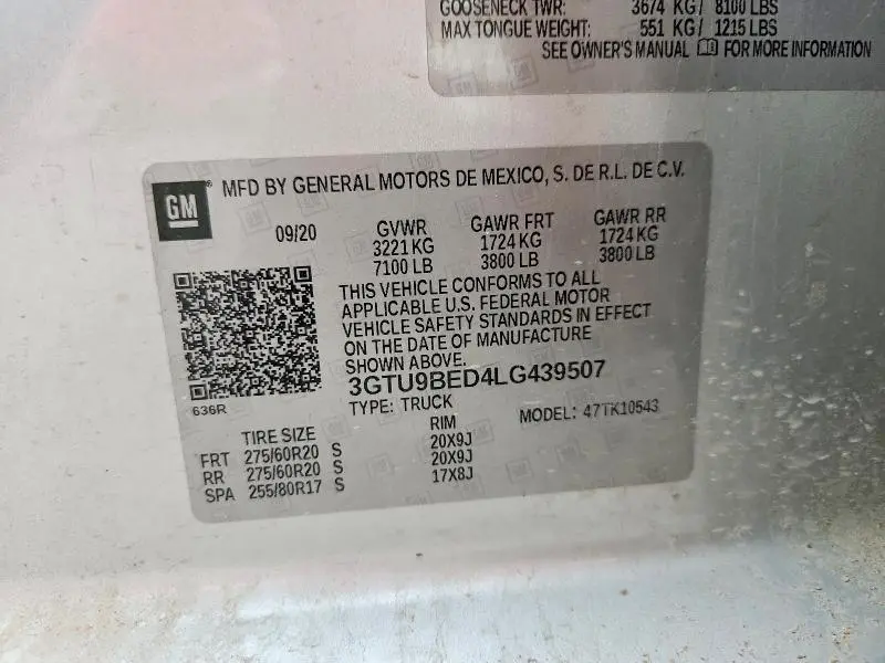 2020 GMC SIERRA K1500 SLE  