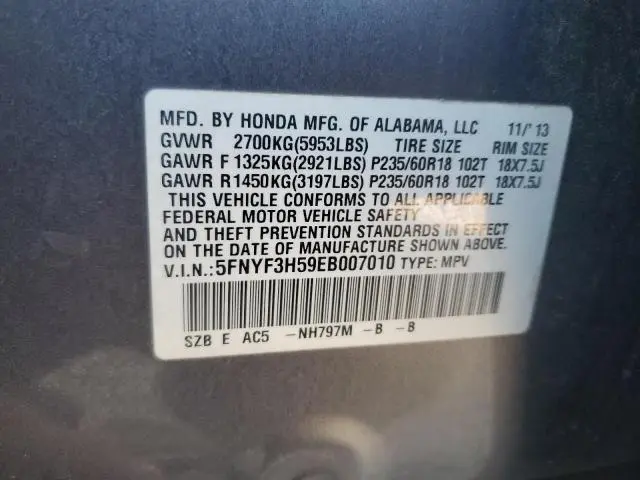 2014 HONDA PILOT EXL  