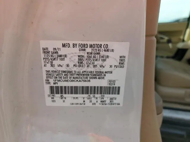 2012 FORD ESCAPE LIMITED  