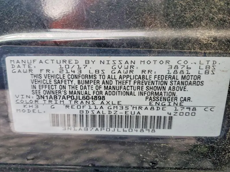 2018 NISSAN SENTRA S  