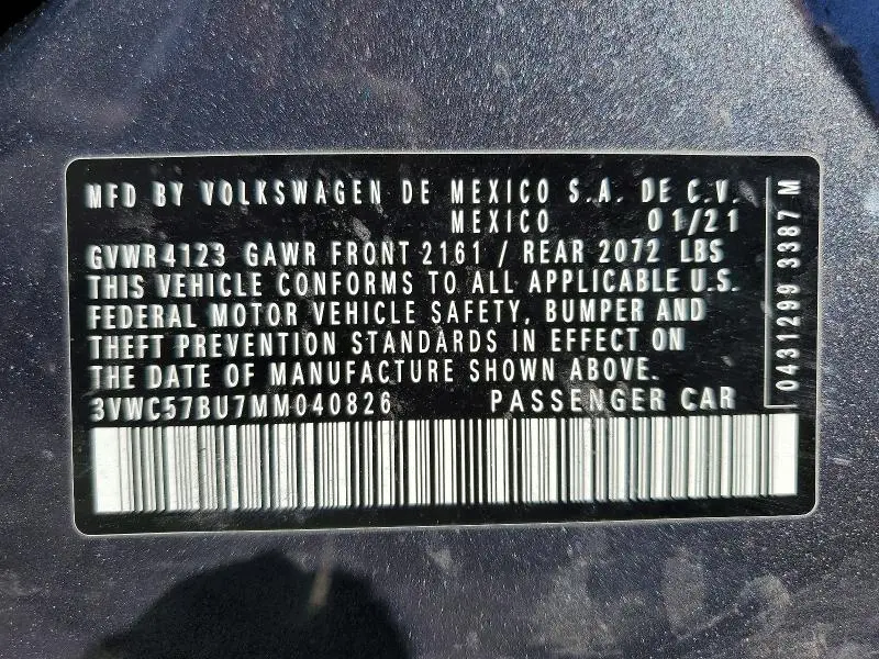 2021 VOLKSWAGEN JETTA S  