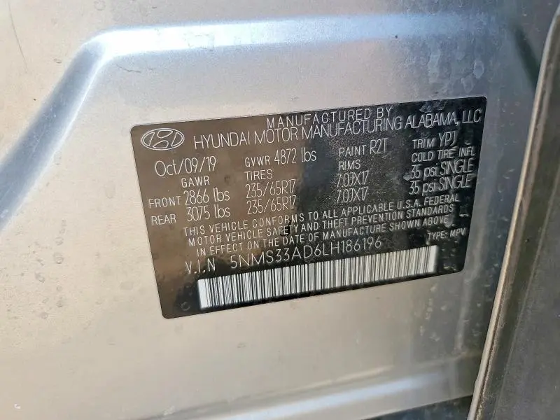 2020 HYUNDAI SANTA FE SEL  