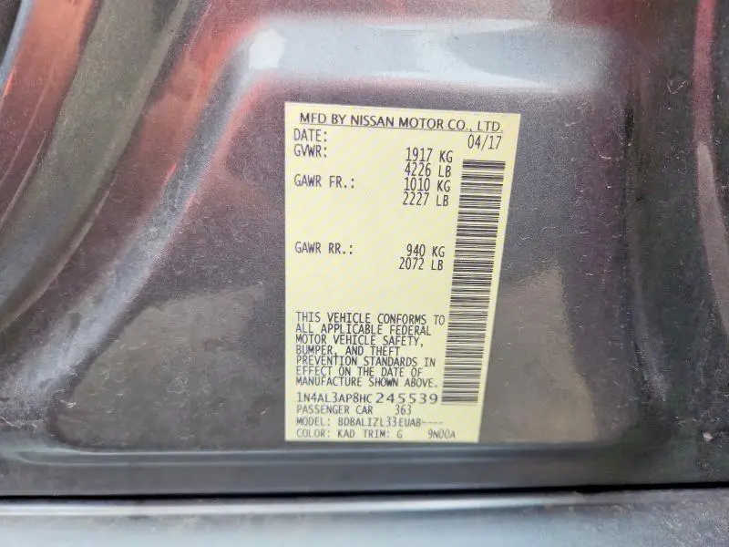2017 NISSAN ALTIMA 2.5 SV  