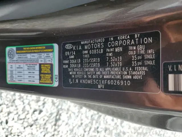 2015 KIA SEDONA SX LIMITED  