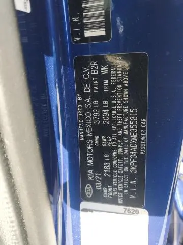 2021 KIA FORTE GT LINE  