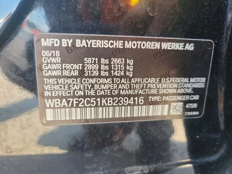 2019 BMW 750 XI  