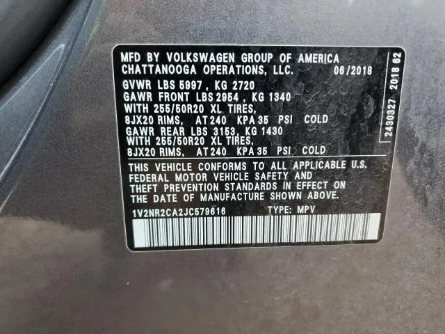 2018 VOLKSWAGEN ATLAS SEL PREMIUM  