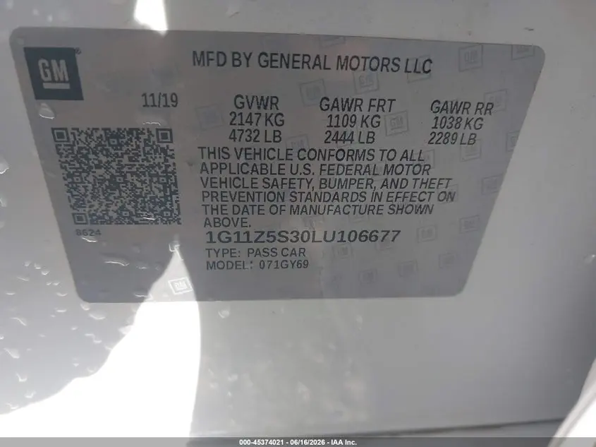 2020 CHEVROLET IMPALA FWD LT