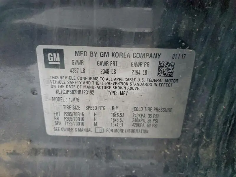 2017 CHEVROLET TRAX 1LT  