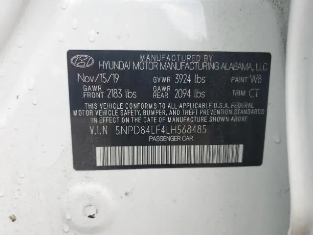 2020 HYUNDAI ELANTRA SEL  