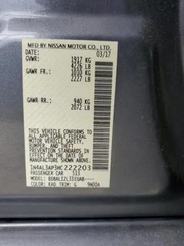 2017 NISSAN ALTIMA 2.5  