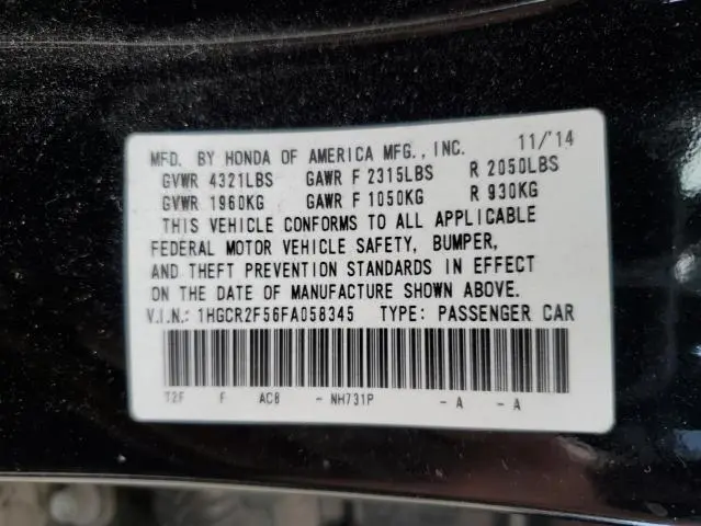 2015 HONDA ACCORD SPORT  