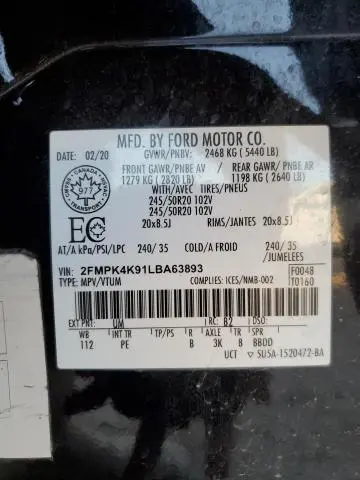 2020 FORD EDGE TITANIUM  