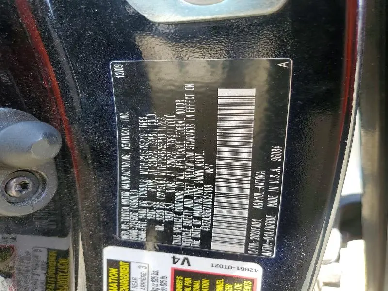 2010 TOYOTA VENZA FWD 4CYL  