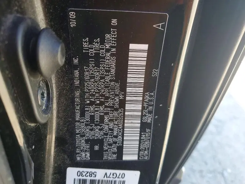 2010 TOYOTA SIENNA XLE LIMITED  
